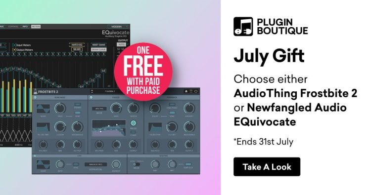 FREE AudioThing Frostbite 2 or Newfangled Audio EQuivocate with purchase at Plugin Boutique