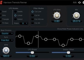 Harrison AVA Tremolo Panner effect plugin on sale for $19.99 USD