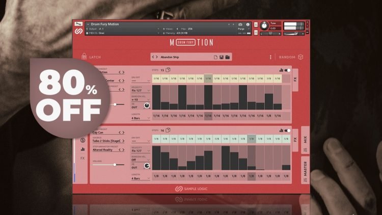 Save 80% on Drum Fury Motion for Kontakt by Sample Logic Save 80% on Drum Fury Motion for Kontakt by Sample Logic