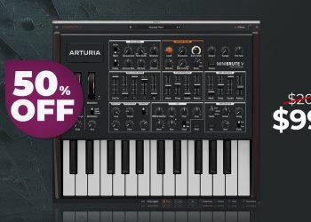 Minibrute V software synthesizer by Arturia on sale for $99 USD