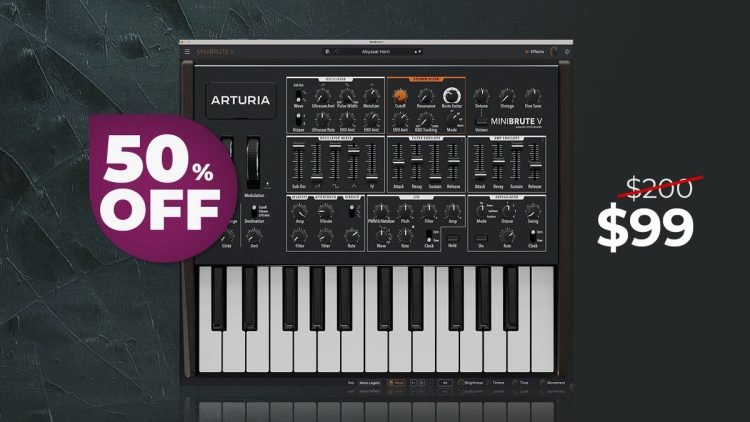 Minibrute V software synthesizer by Arturia on sale for $99 USD Minibrute V software synthesizer by Arturia on sale for $99 USD