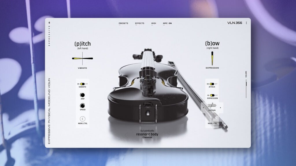 Physically modeled solo string instrument suite by Expressive E