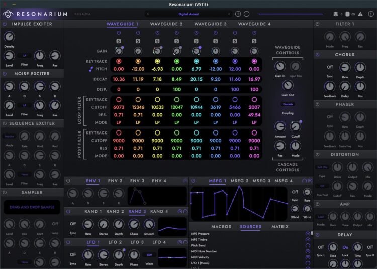 Soule DSP releases an early version of the Resonarium free experimental waveguide synth
