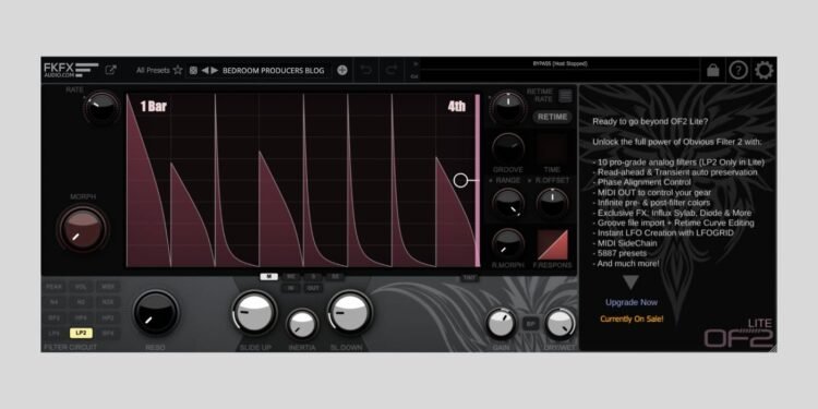 FKFX Audio releases FREE Obvious Filter 2 Lite Morphing Filter Plugin