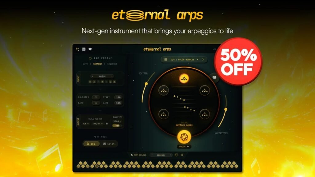 Eternal Arps MIDI plugin by Pitch Innovations on sale for $39 USD