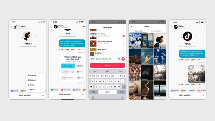 TikTok launches ‘bulletin board’ broadcast channel feature for artists and creators