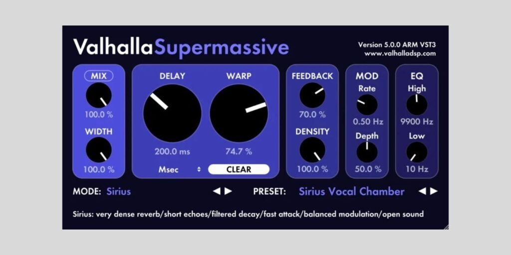Valhalla DSP updates Supermassive 5.0.0 with new Sirius mode