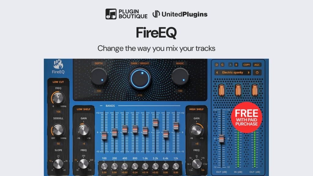 United Plugins FireEQ FREE with purchase at Plugin Boutique