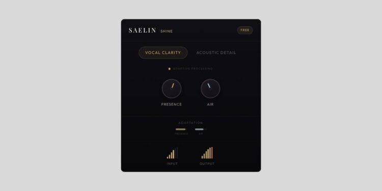 Saelin Audio releases Shine, a FREE adaptive clarity plugin for vocals and acoustic guitar