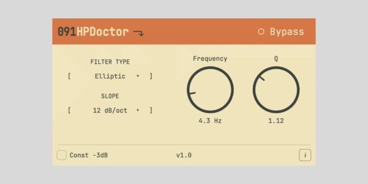 091Audio releases 091HPDoctor, a FREE precision high-pass filter plugin