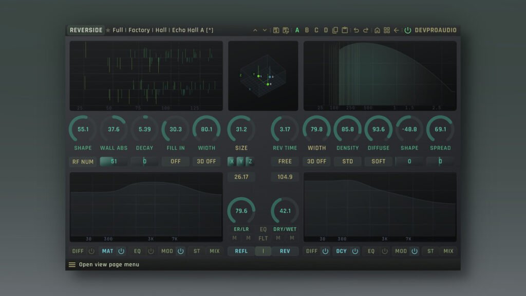 DEVPROAUDIO releases REVERSIDE algorithmic reverb plugin