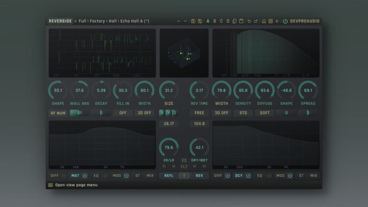 DEVPROAUDIO releases REVERSIDE algorithmic reverb plugin DEVPROAUDIO releases REVERSIDE algorithmic reverb plugin