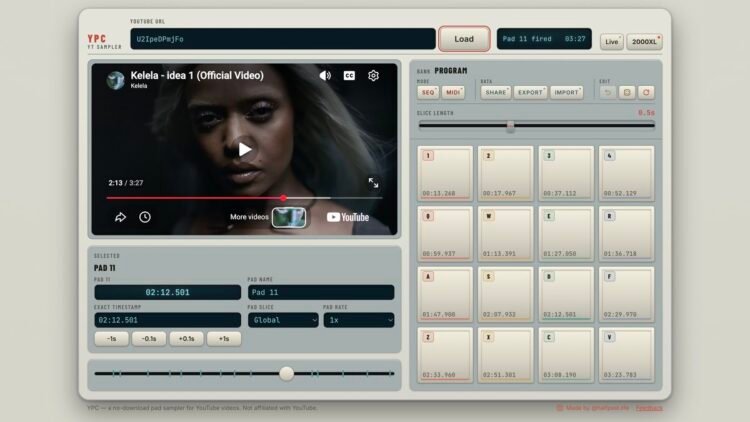YPC is a free browser sampler that chops any YouTube video YPC is a free browser sampler that chops any YouTube video