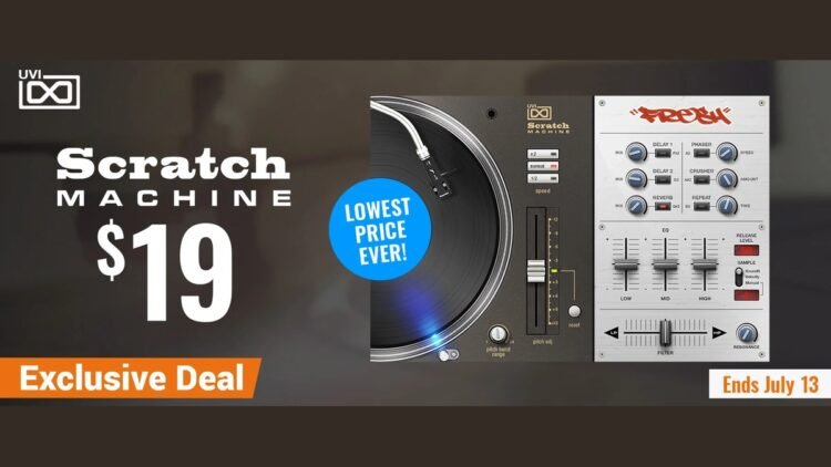 UVI Scratch Machine instrument on sale for $19 USD UVI Scratch Machine instrument on sale for $19 USD