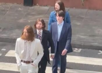 Watch Beatles Biopics Stars Film the Abbey Road Crossing Scene