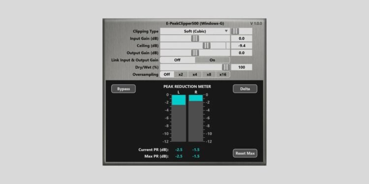 Windows-G releases E-PeakClipper500 as a FREE VST3 clipper for Windows Windows-G releases E-PeakClipper500 as a FREE VST3 clipper for Windows