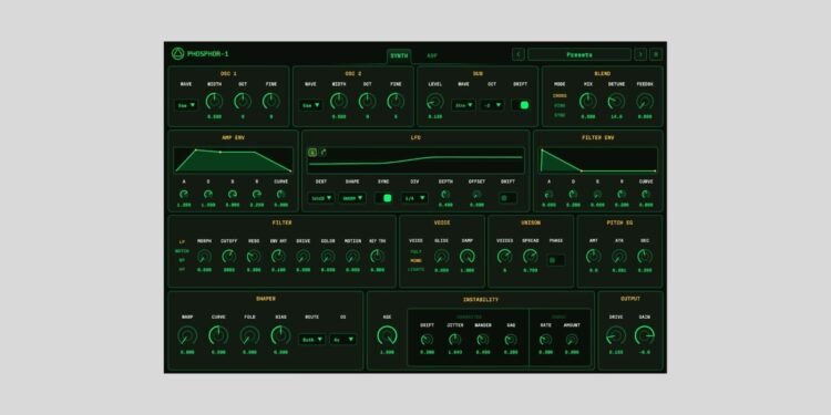 OA-Labs releases Phosphor-1, a FREE unstable analog-style synth for macOS
